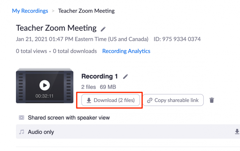 how to download zoom recording from shared link